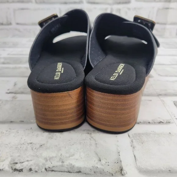 NWOB Kelsi Dagger Brooklyn Dover Large Buckle Platform Slides Black Size 7 - Picture 5 of 7